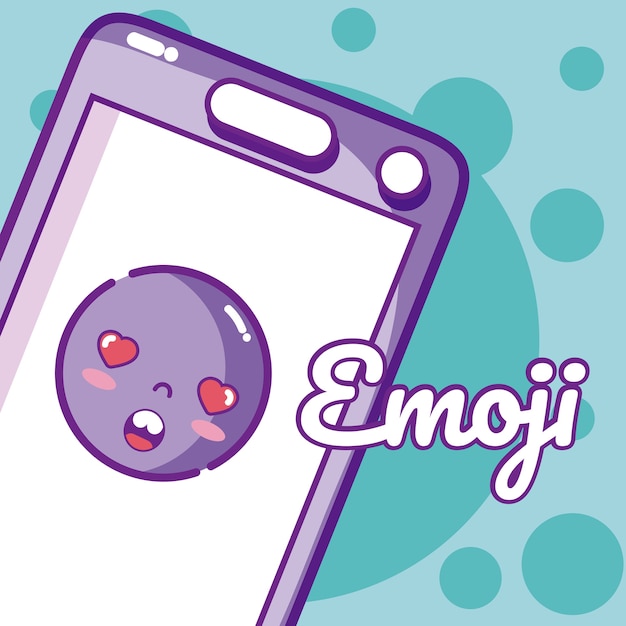 Plik wektorowy Śliczny emoji na smartphone wektorowym graficznym projekcie