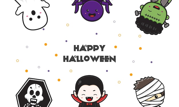 Śliczny Halloweenowy Charakter Tła Transparentu Ilustracja Kreskówka