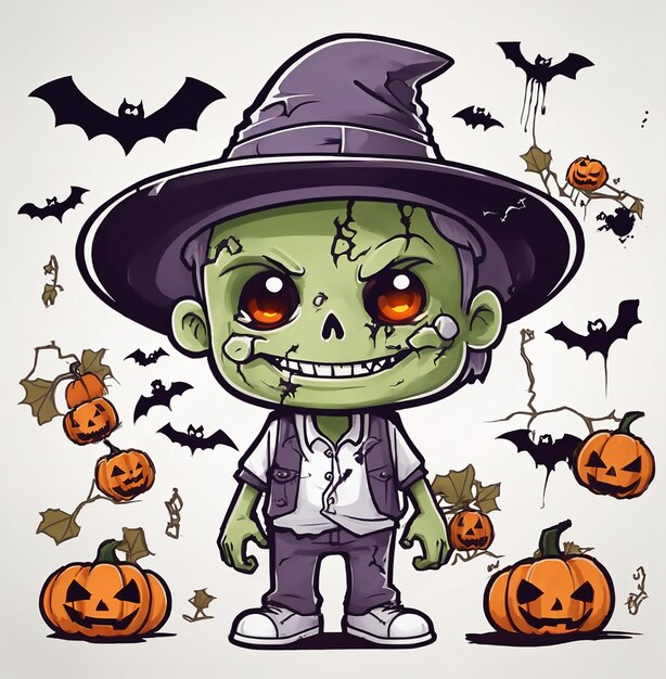 Plik wektorowy Śliczny halloweenowy zombie