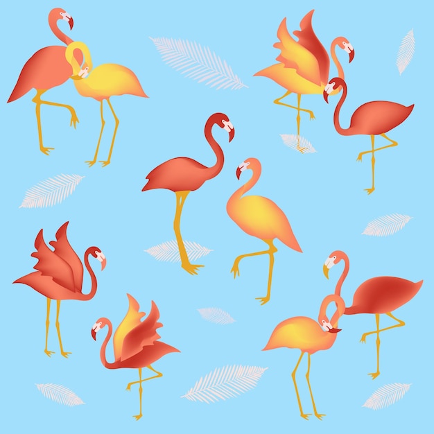 Plik wektorowy Śliczny i piękny wzór harmonii kolorów z różowymi flamingami dla szablonu tshirt