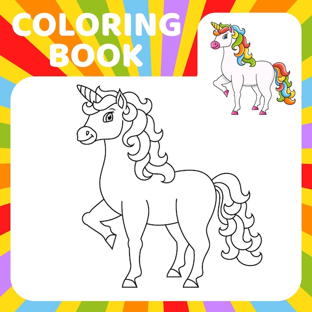 Śliczny jednorożec Magiczna wróżka koń Kolorowanka dla dzieci