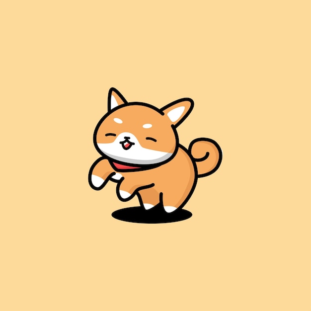 Śliczny Kawaii Shiba Inu Ze Szczęśliwą Pozą