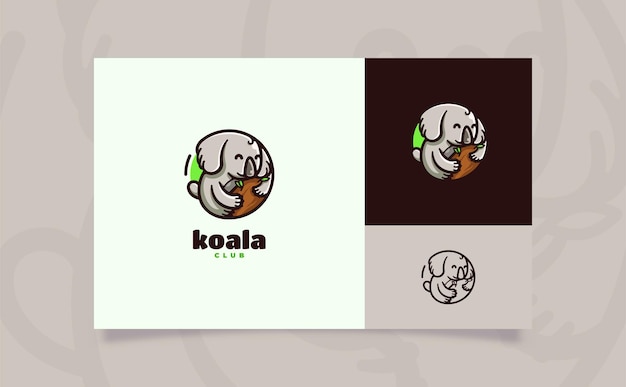 Śliczny Koala Kreskówka Logo Ilustracja Koło