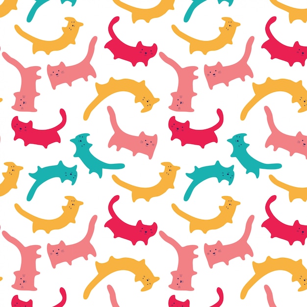 Plik wektorowy Śliczny kolorowy dziecko kota wzór