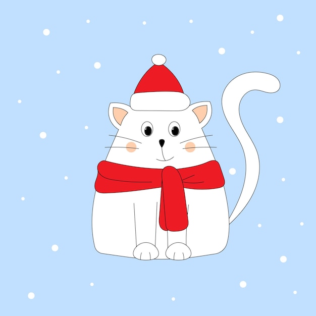 Plik wektorowy Śliczny kot w zimowe ubrania na śnieżnym tle ilustracja wektorowa
