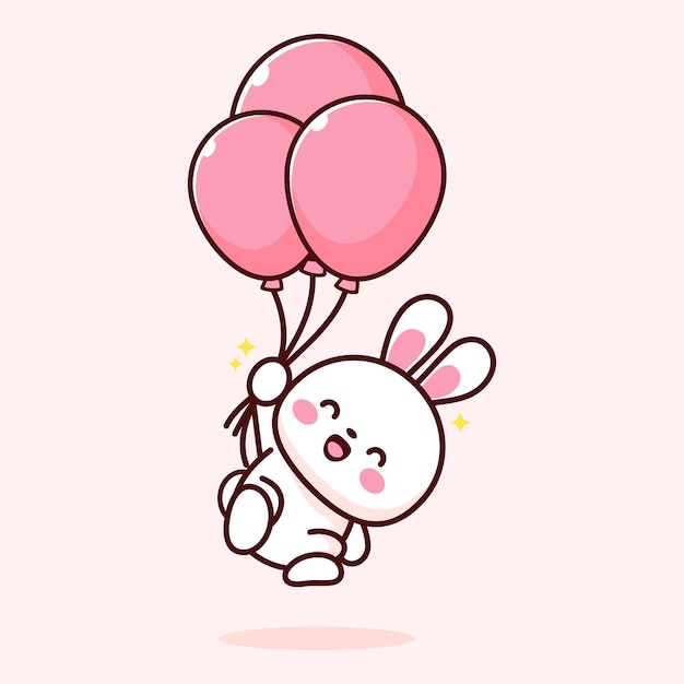Plik wektorowy Śliczny królik lata z balonem