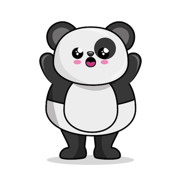 Śliczny Panda Charakter Kawaii Styl