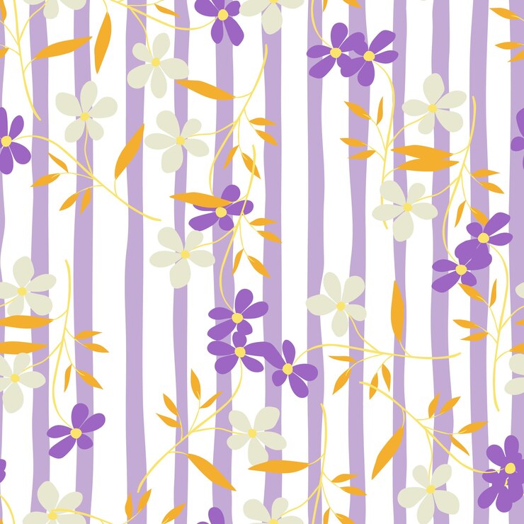 Śliczny prosty kwiat bez szwu wzór Doodle rośliny botaniczne tło Ręcznie rysowane abstrakcyjne tapety z motywem kwiatowym