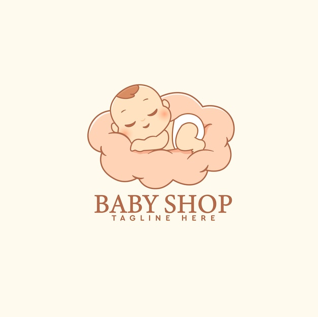 Śliczny Sen Dziecka W Chmurze Logo Dla Babyshop Baby Care Baby Store Baby Product Logo Firmy Produkt