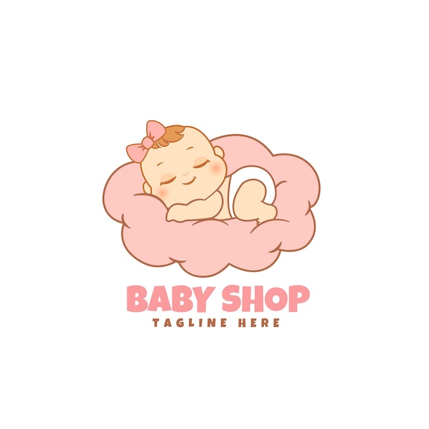 Plik wektorowy Śliczny sen dziecka w chmurze logo dla babyshop baby care baby store baby product logo firmy produkt