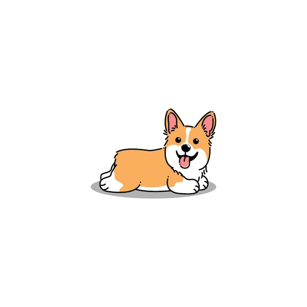 Plik wektorowy Śliczny szczeniak corgi leżący ilustracja kreskówka wektor x9