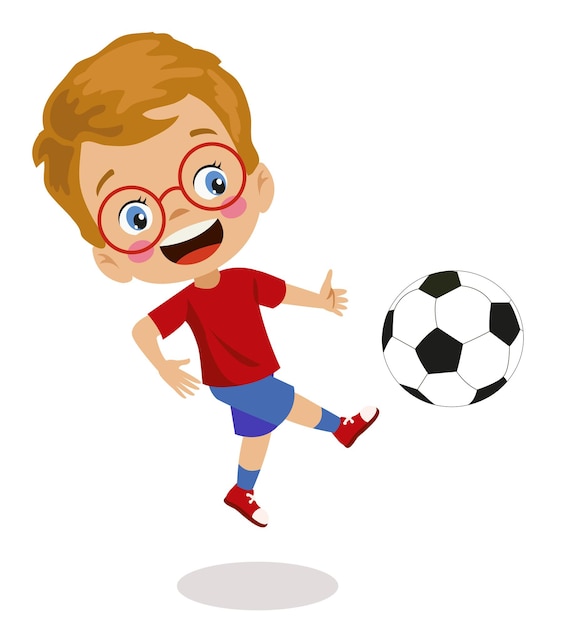 Śliczny Szczęśliwy Mały Chłopiec Z Piłką Nożną