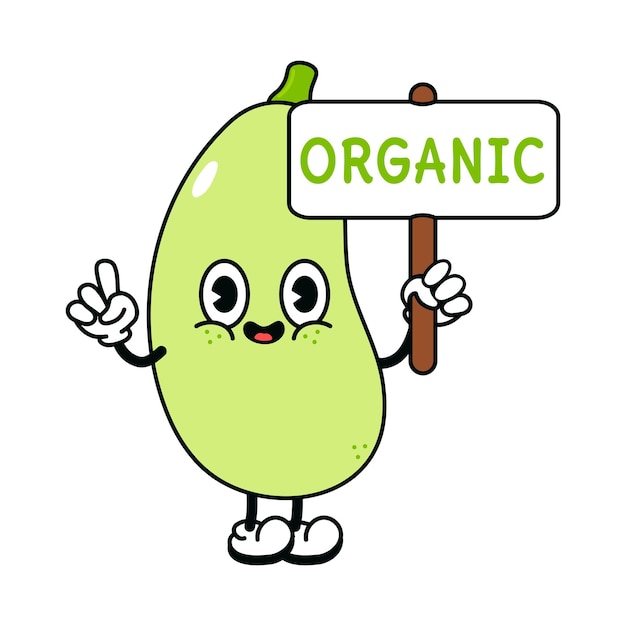 Śliczny zabawny szpik warzywny z napisem organicznym charakterem