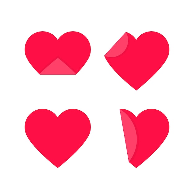 Śliczny zestaw serc w kolorze czerwonym o różnych kształtach