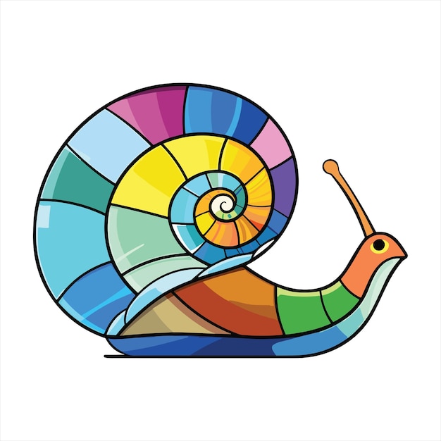 Ślimak Kolorowy Akwarela Witraż Kreskówka Kawaii Clipart Zwierząt Domowych Ilustracja