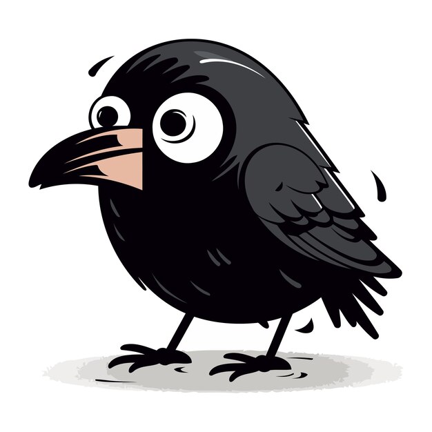Plik wektorowy słodka czarna wrona izolowana na białym tle ilustracja wektorowa