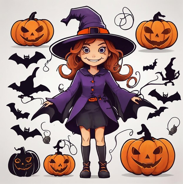 Plik wektorowy słodka czarownica na halloween