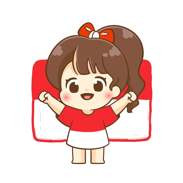 Słodka dziewczyna z Chibi świętuje Dzień Niepodległości Indonezji