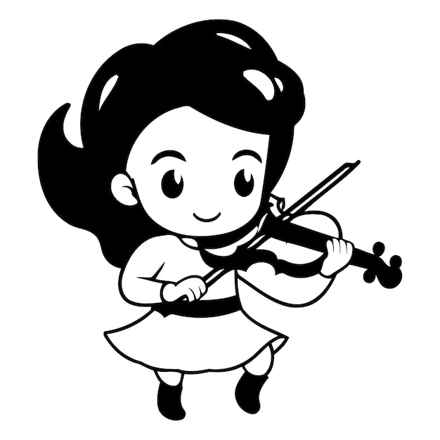 Plik wektorowy słodka dziewczynka grająca na skrzypcach, ilustracja wektorowa na białym tle