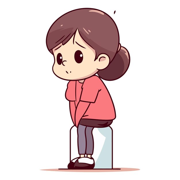 Plik wektorowy słodka dziewczynka siedzi na toalecie w stylu kreskówki.