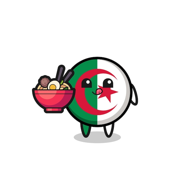 Słodka Flaga Algierii Jedząca Makaron ładny Design
