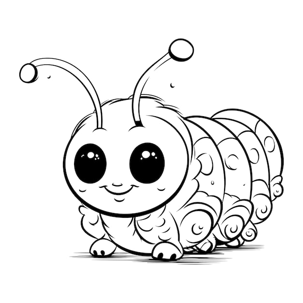 Słodka gąsienica z kreskówki Ilustracja wektorowa gąsienicy