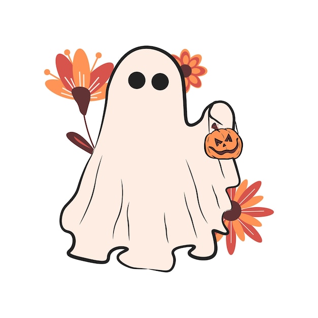 Słodka ilustracja ducha z Halloween