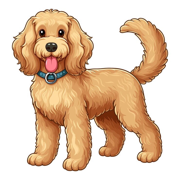 Słodka ilustracja kartonowa Goldendoodle