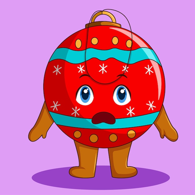 Plik wektorowy słodka ilustracja świątecznej piłki z oszołomioną ekspresją