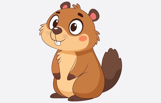 Słodka ilustracja wektorowa z kreskówek Groundhog na białym tle