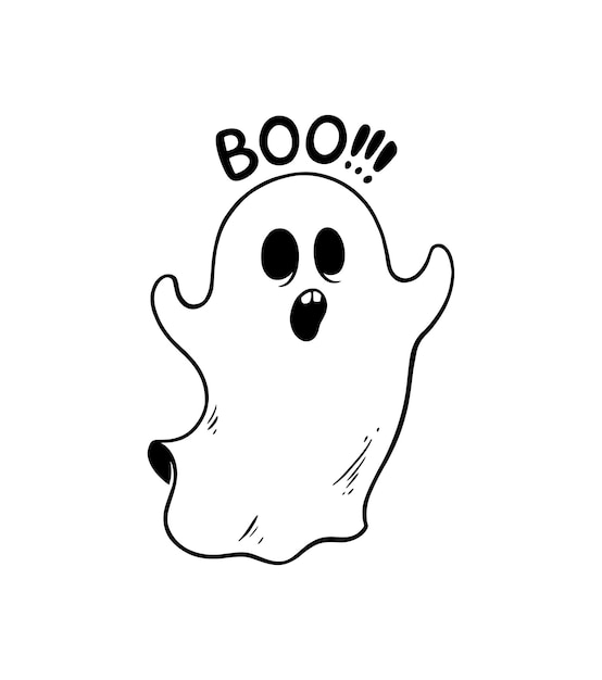 Słodka kreskówka Halloween Boo Duch