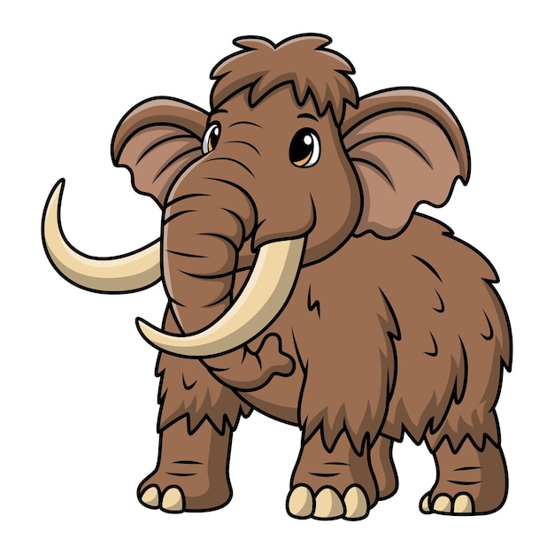 Plik wektorowy słodka kreskówka mamutów na białym tle