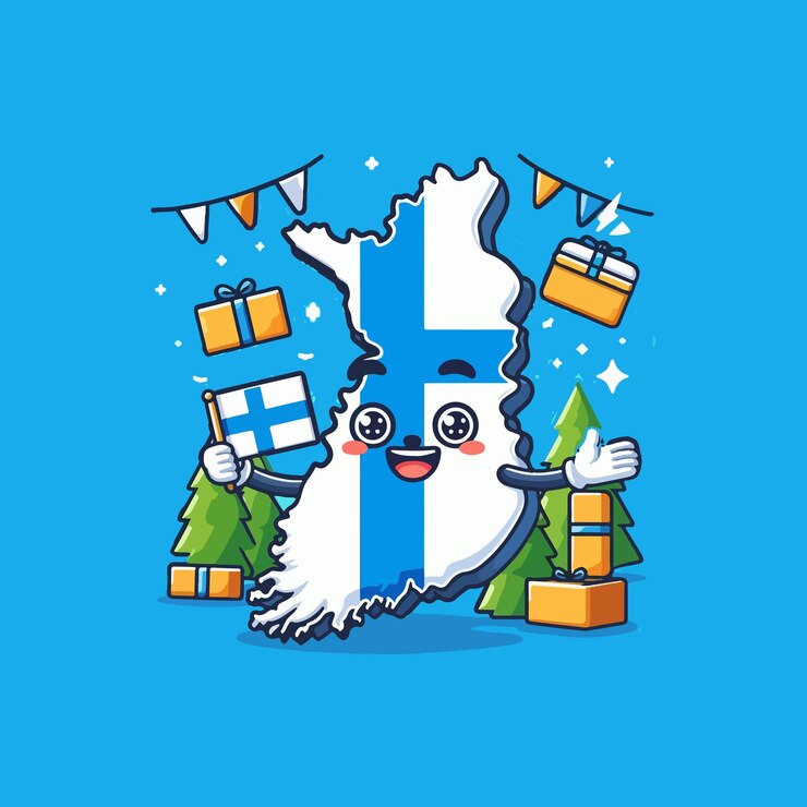 Wektor słodka mapa finlandii ilustracja ikony wektorowej animal holiday icon concept isolated