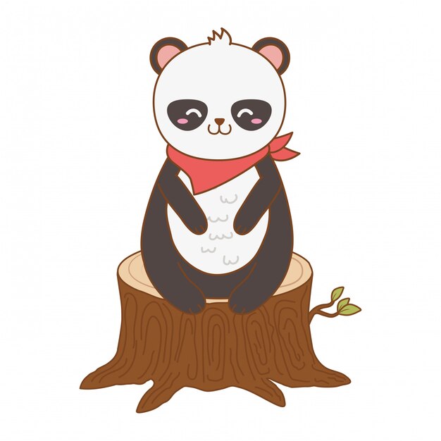 Słodka miś panda w leśnym charakterze pnia