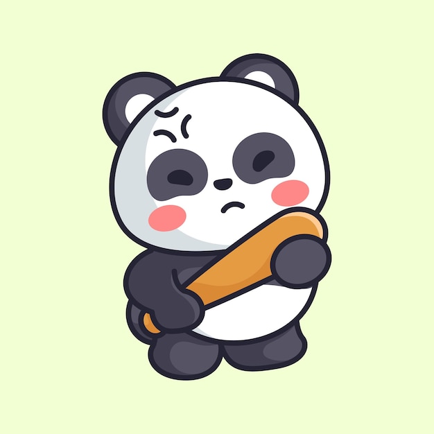 Słodka panda jest zła i trzyma kij bejsbolowy