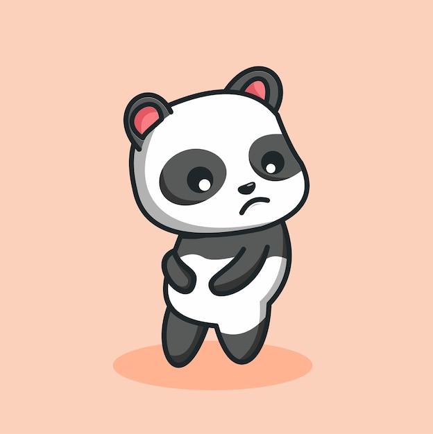 słodka panda smutna na różowym tle