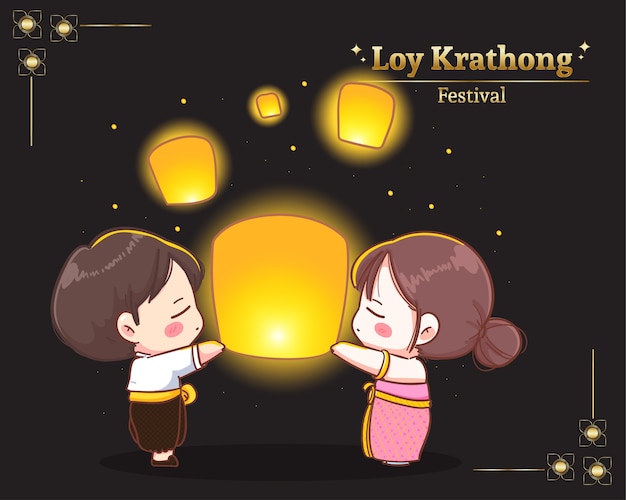 Słodka Para Na Festiwalu Loy Krathong