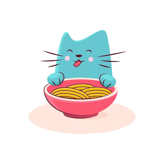 Plik wektorowy słodka postać kota lubi smaczne ramen