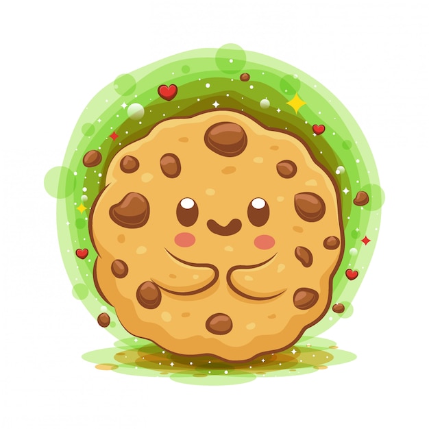 Plik wektorowy słodka postać z kreskówki choco chip cookies kawaii