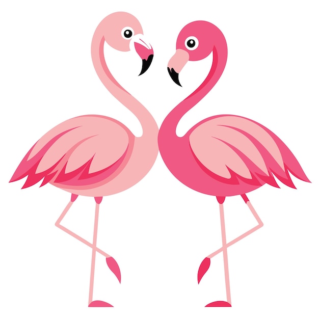 Słodka różowa para flamingów robiąca serce Letnie wakacje Tło flamingów