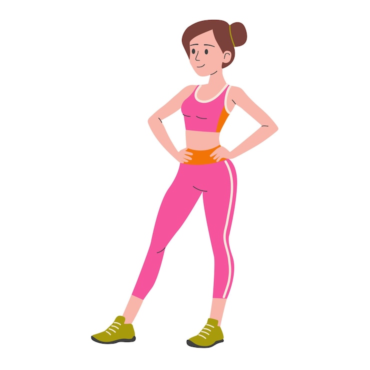 Wektor słodka sportowa kobieta w sportowej formie uprawiająca sport fitness sport ilustracja wektorowa izolowana na
