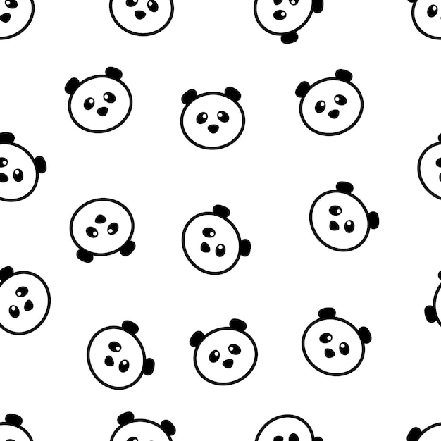 Słodka Twarz Pandy Bezszwowa Tapeta Wzór Panda Na Białym Tle