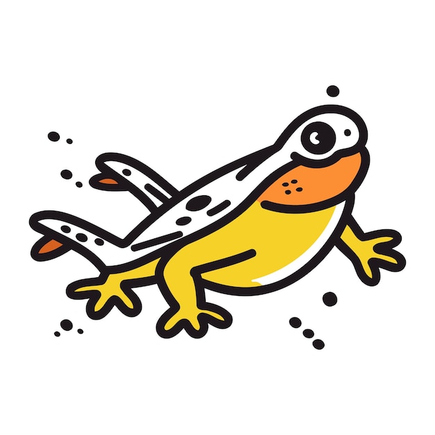 Słodka żaba Z Kreskówki Ilustracja Wektorowa Izolowana Na Białym Tle