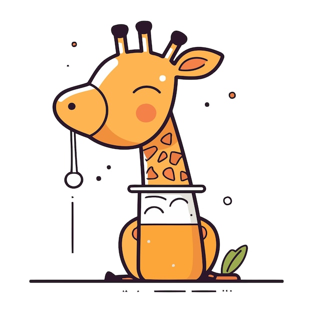 Słodka żyrafa Trzymająca Szklankę Mleka Ilustracja Wektorowa