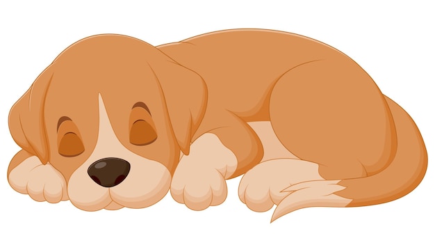Słodki Animowany Pies śpiący Ilustracja Wektorowa Koncepcja Ikony Przyrody Zwierząt
