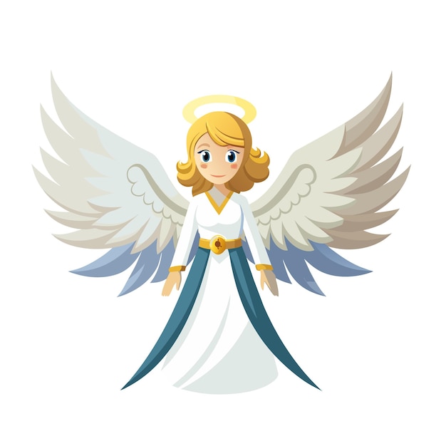 Plik wektorowy słodki anioł z skrzydłami i złotym nimbusem na białym tle