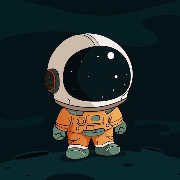 Plik wektorowy słodki astronauta stoi na księżycu