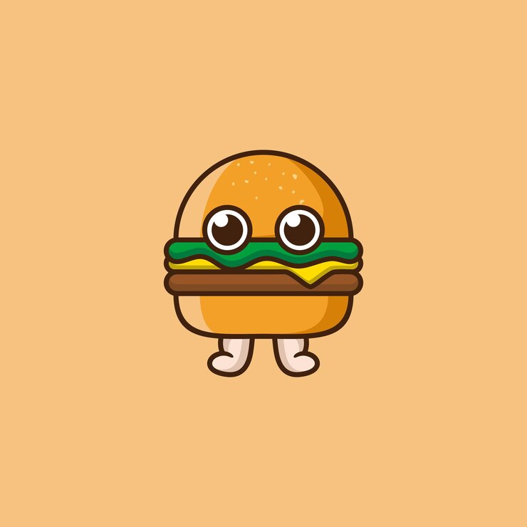Wektor słodki burger maskotka kreskówka logo design
