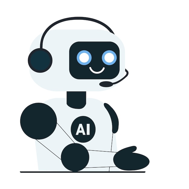 Słodki chat bot AI robot wyciągający rękę jako znak przyjaźni i znajomości