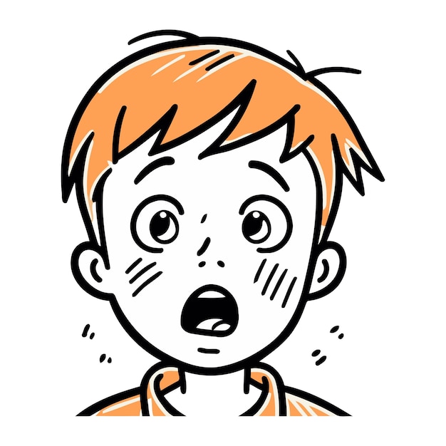 Plik wektorowy słodki chłopiec z zaskoczonym wyrazem twarzy ilustracja wektorowa w stylu doodle